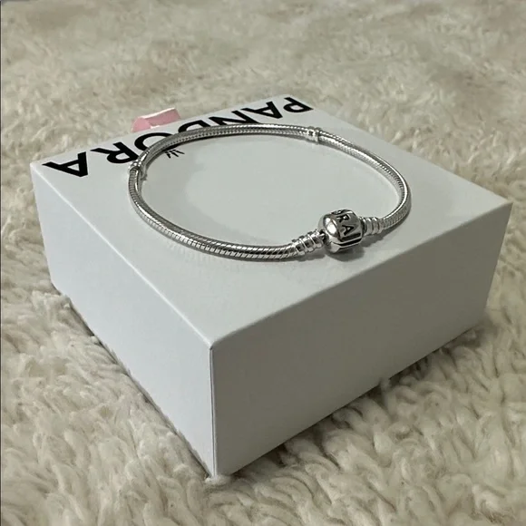 Pandora Sterling Silver Barrel Clasp Snake Chain Bracelet - Picture 2 of 4
